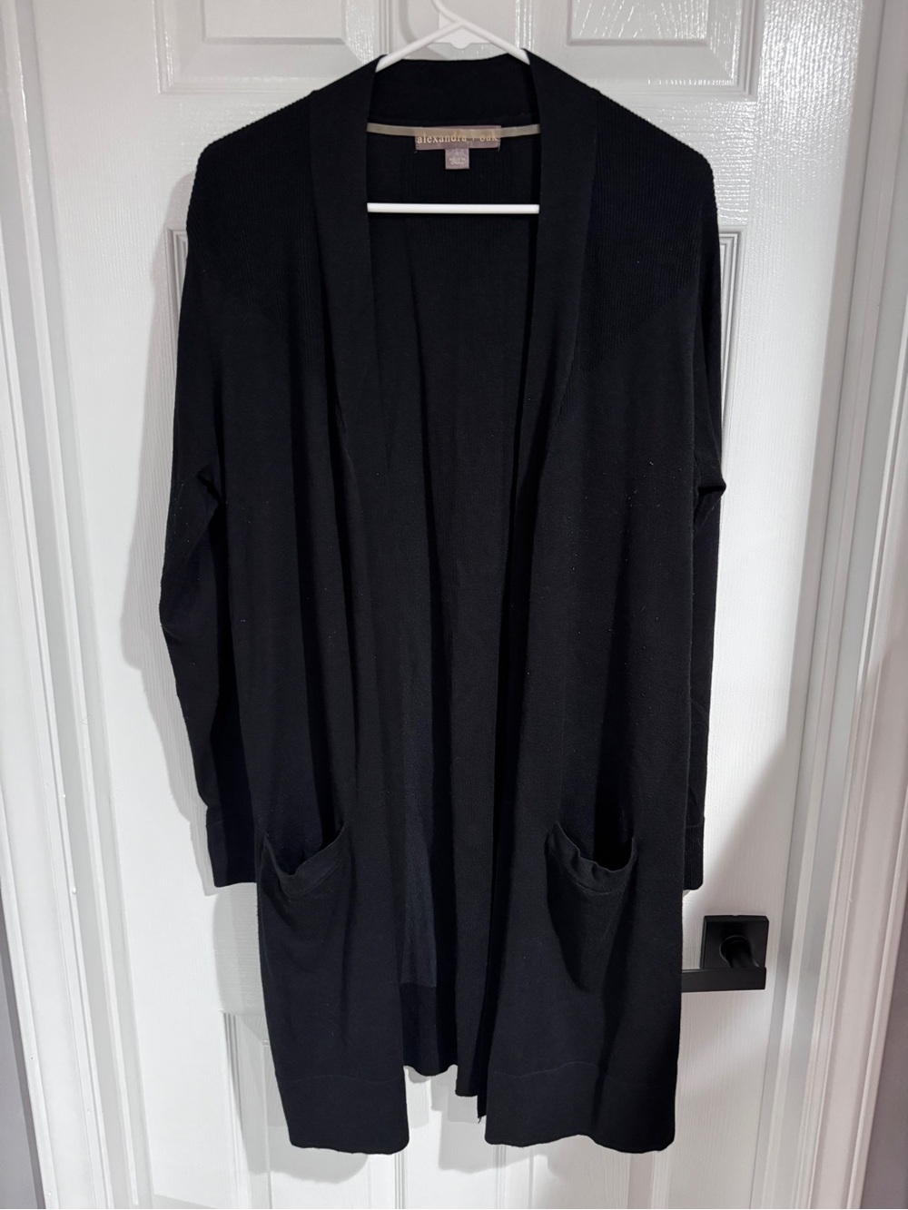 Women's Black Open-Front Pocket Cardigan Sweater